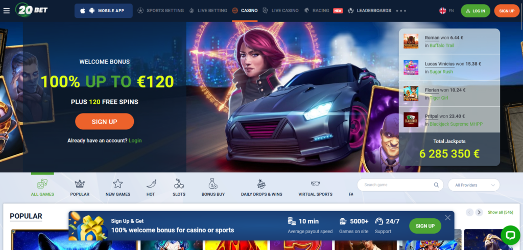 20bet casino site design