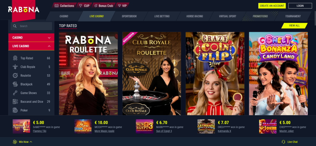 Rabona casino live games