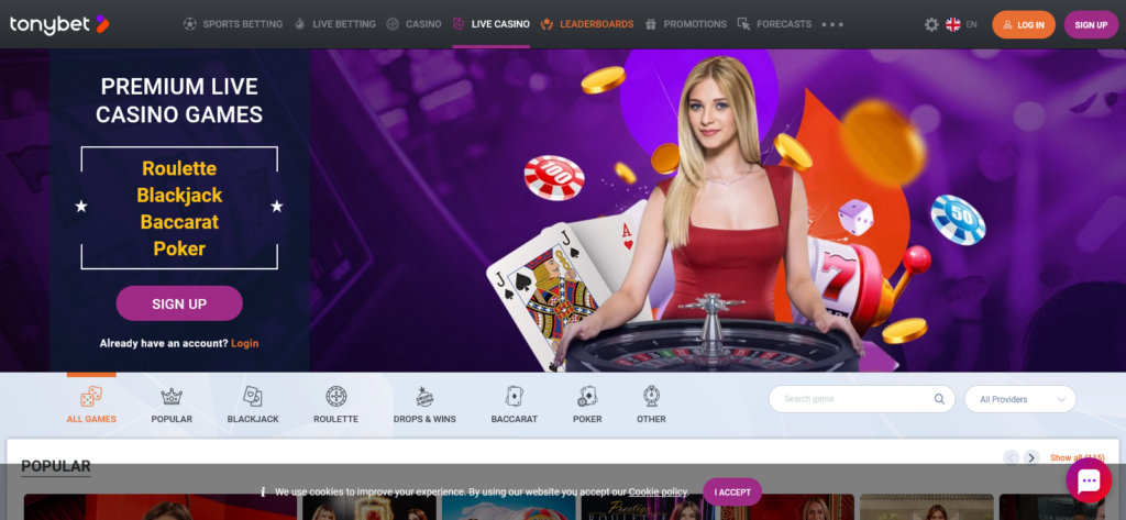 TonyBet casino live games