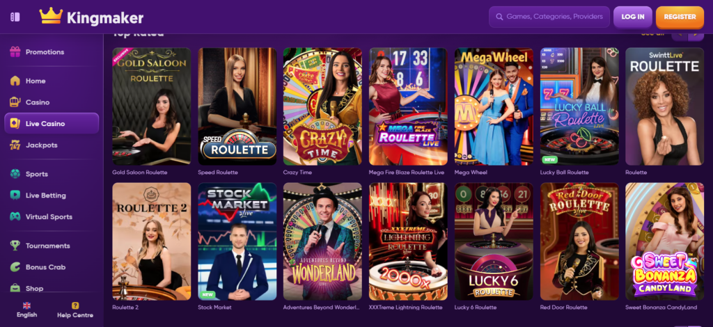 kingmaker casino live games