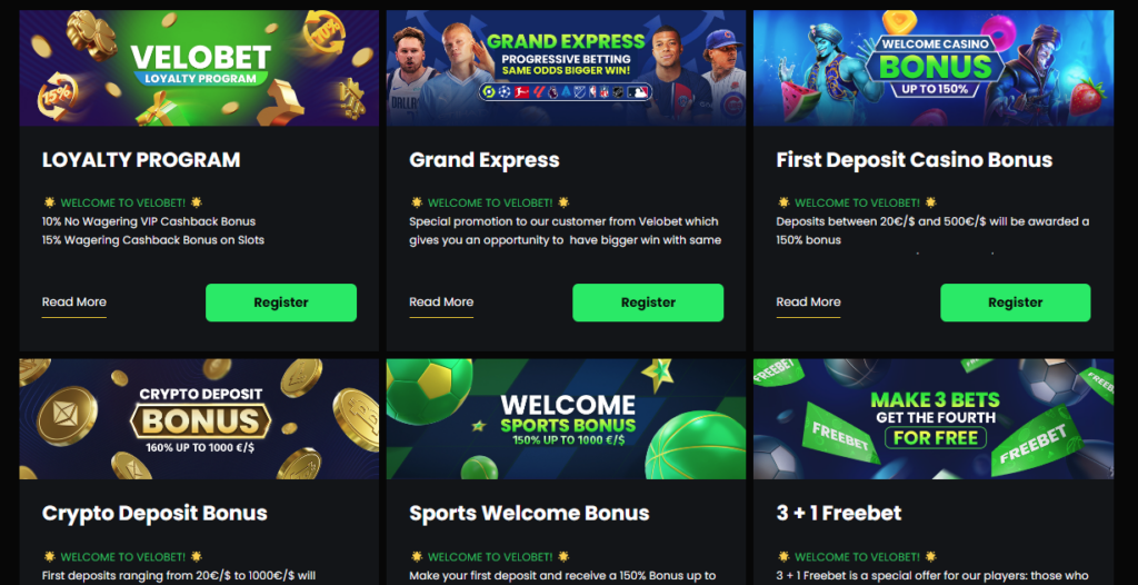 Velobet casino bonuses