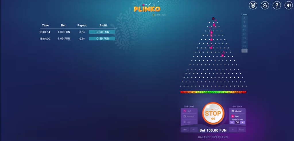 لعب Plinko مقابل أموال حقيقية ومجانًا