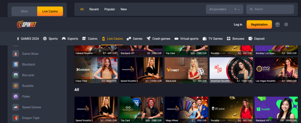 JVSpinBet Casino games